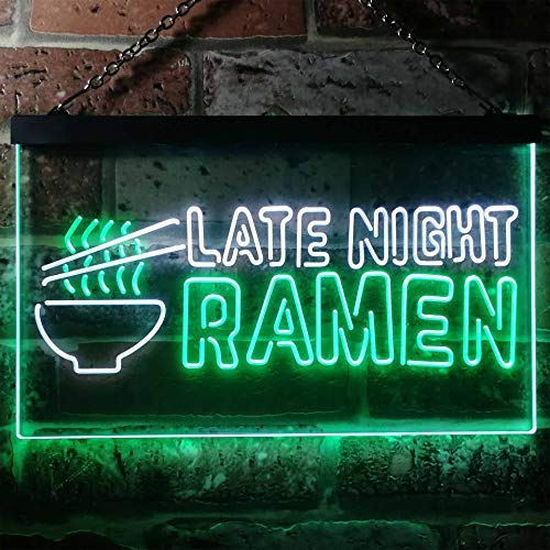 Japanese Food Late Night Ramen Dual LED Neon Light Sign